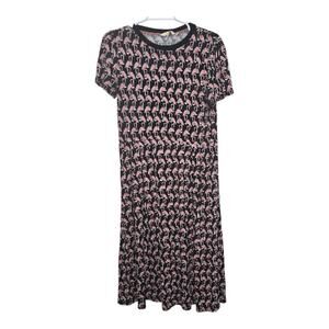 Boden Flamingo Print Short Sleeve Midi Dress 10P